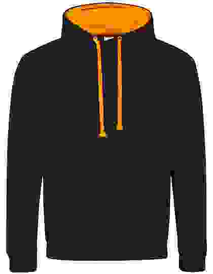 Kontrastowa bluza z kapturem Just Hoods Varsity Hoodie - Jet Black-Orange Crush
