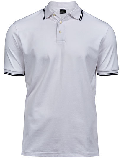 Koszulka Polo Luxury Stripe Stretch - White/Navy