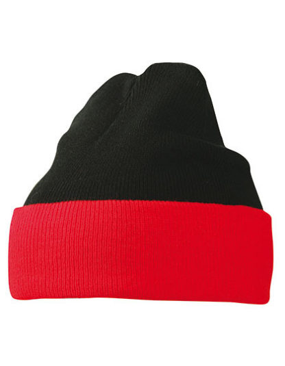 Kontrastowa czapka zimowe z logo Myrtle Beach Knitted Cap - Black Red