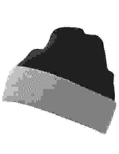 Kontrastowa czapka zimowe z logo Myrtle Beach Knitted Cap - Black Grey