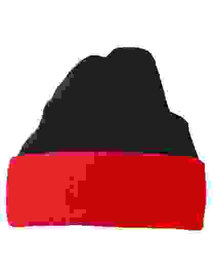 Kontrastowa czapka zimowe z logo Myrtle Beach Knitted Cap - Black Red