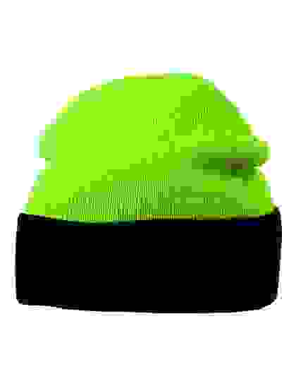 Kontrastowa czapka zimowe z logo Myrtle Beach Knitted Cap - Lime Green Black