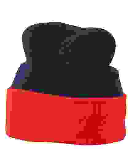 Kontrastowa czapka zimowe z logo Myrtle Beach Knitted Cap - Navy Red