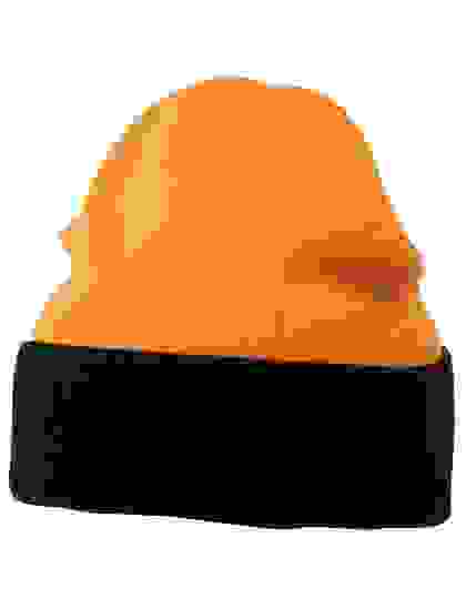 Kontrastowa czapka zimowe z logo Myrtle Beach Knitted Cap - Orange Black