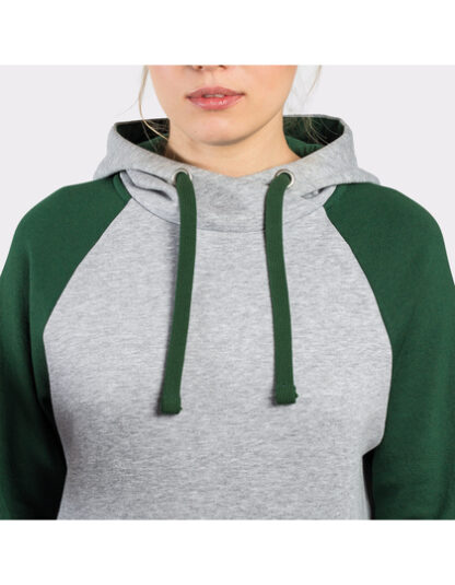 Kontrastowa bluza Roly Badet Hooded Sweatshirt - Heather Grey - Bottle Green - kaptur