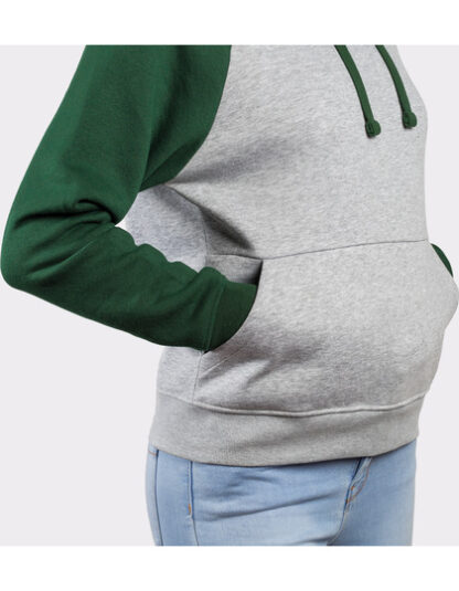 Kontrastowa bluza Roly Badet Hooded Sweatshirt - Heather Grey - Bottle Green - kieszeń
