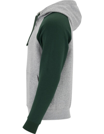 Kontrastowa bluza Roly Badet Hooded Sweatshirt - Heather Grey - Bottle Green - rękaw