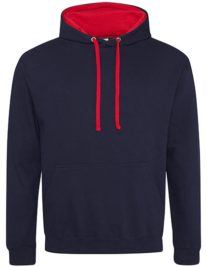 Kontrastowa bluza z kapturem Just Hoods Varsity Hoodie - New French Navy-Fire Red