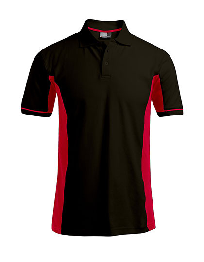 Kontrastowa koszulka polo Promodoro Functional - Black-Red