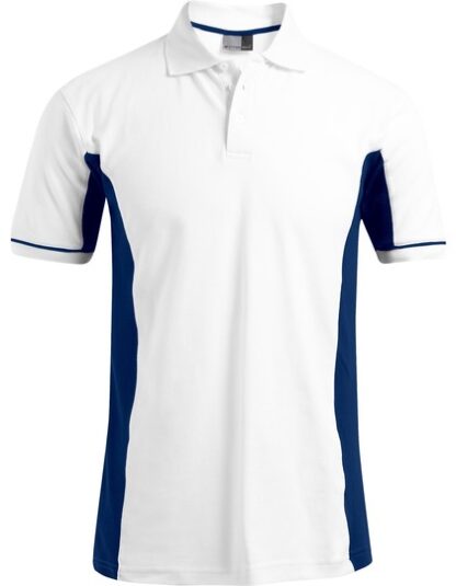 Kontrastowa koszulka polo Promodoro Functional - White-Indigo