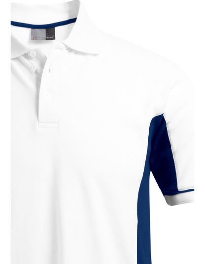 Kontrastowa koszulka polo Promodoro Functional - White-Indigo kołnierzyk