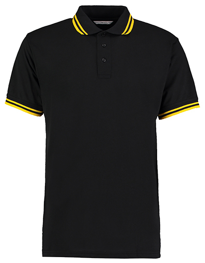 Koszulka polo Kustom Kit Classic Fit Tipped Collar - Black-Yellow