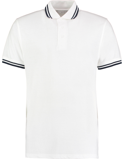Koszulka polo Kustom Kit Classic Fit Tipped Collar - White-Navy
