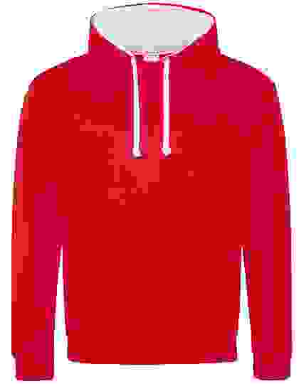 Kontrastowa bluza z kapturem Just Hoods Varsity Hoodie - Fire Red-Arctic White