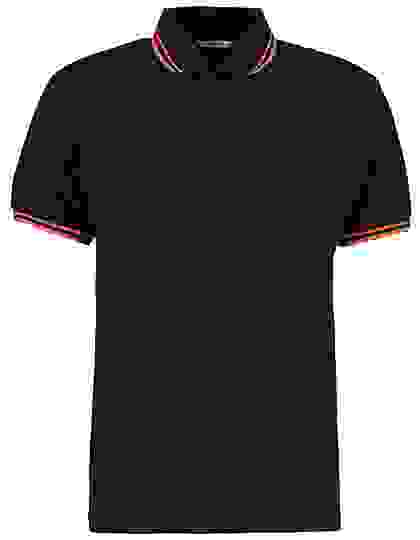 Koszulka polo Kustom Kit Classic Fit Tipped Collar - Black-Orange
