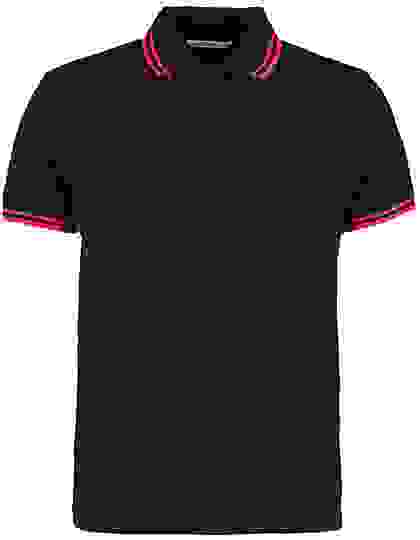 Koszulka polo Kustom Kit Classic Fit Tipped Collar - Black-Red