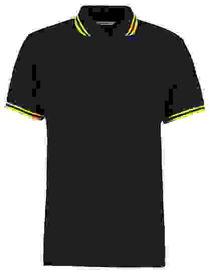 Koszulka polo Kustom Kit Classic Fit Tipped Collar - Black-Yellow